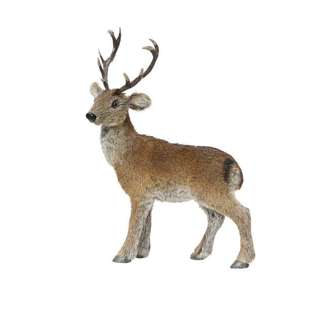 Dear With Faux Fur 14X27X36Cm