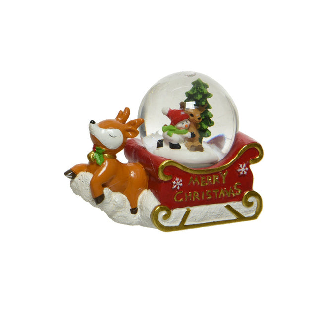 Snowglobe With Reindeer 4.5X8.7X6.7Cm - Snowman With Reindeer