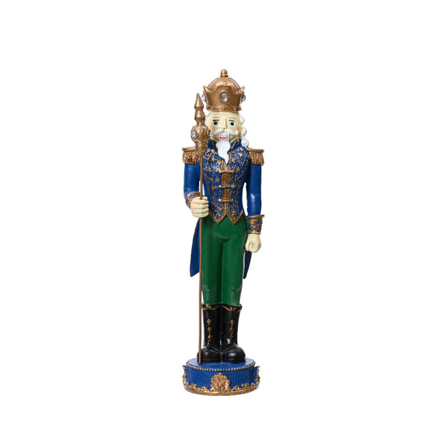 Polyresin Nutcracker With Staff 10X10X38.4Cm - Blue & Green