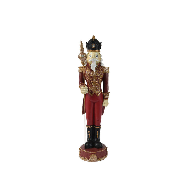 Polyresin Nutcracker With Staff 15.9X15.8X60.2Cm - Red & Gold
