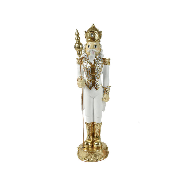 Polyresin Nutcracker With Staff 10X10X38.4Cm - Gold & White