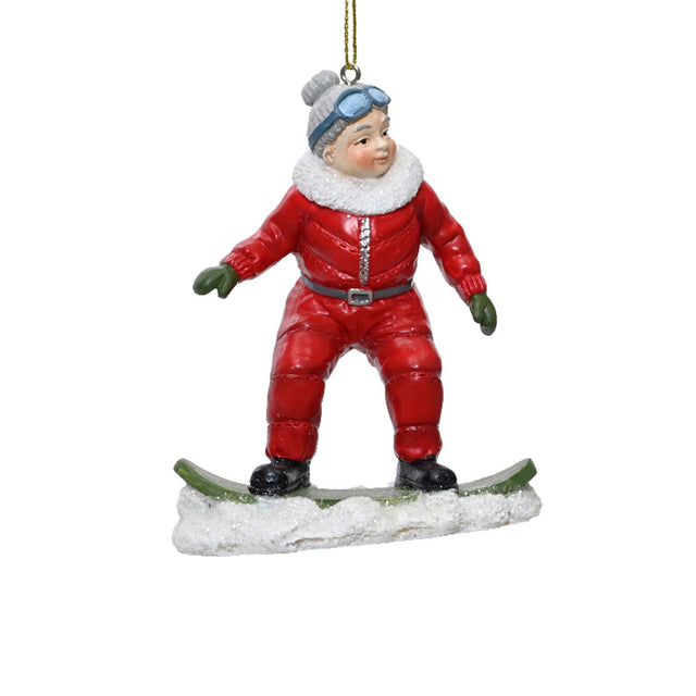 Polyresin Mrs Clause Skiing 8X4X10.5Cm