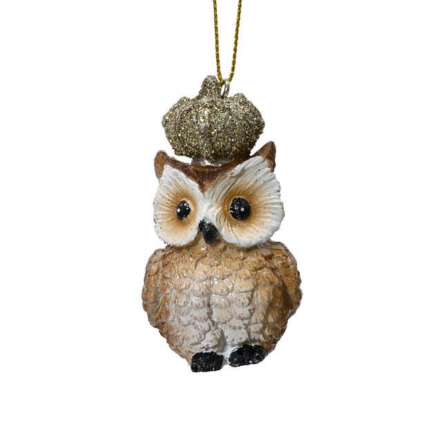 Polyresin Owl With Eyes Open 4.1X3.6X6.8Cm