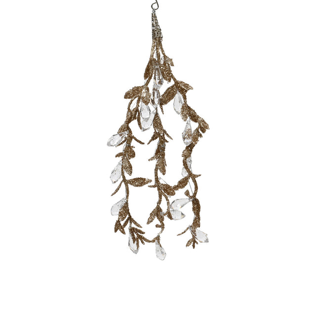 Gold Leaf With Crystals 5X18Cm