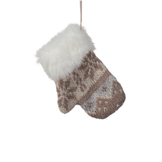 Hanging Brown Knitted Mitten 8X2X14Cm