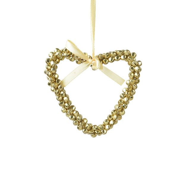 Iron Heart With Bells 12X3X1Cm - Gold