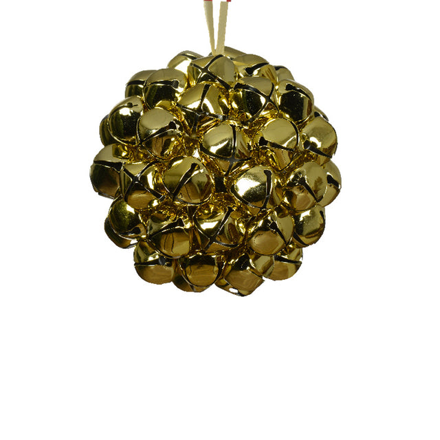 Iron Baubles With Bells 9Cm - Gold