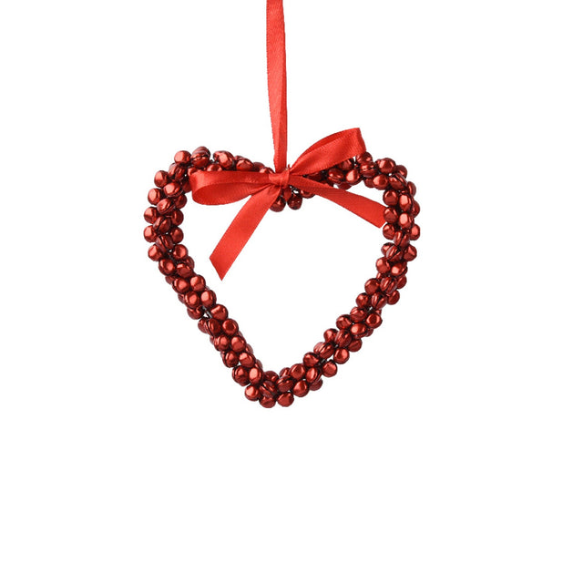 Iron Heart With Bells 12X3X1Cm - Red