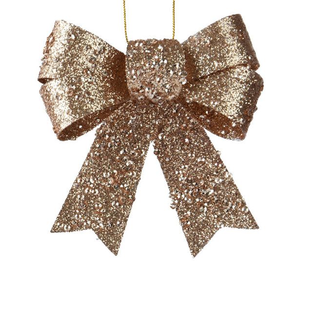 Plastic Glitter Bow 11.5X10.5X2.5Cm - Gold