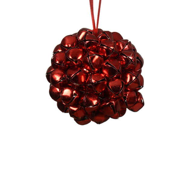 Iron Baubles With Bells 9Cm - Red