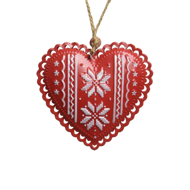 Iron Heart Bauble 9X1Cm - Red