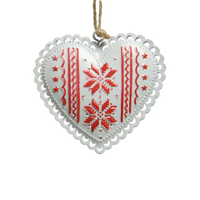 Iron Heart Bauble 9X1Cm - White