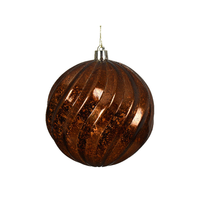 Baubles With Swirl Design 10Cm - Brown