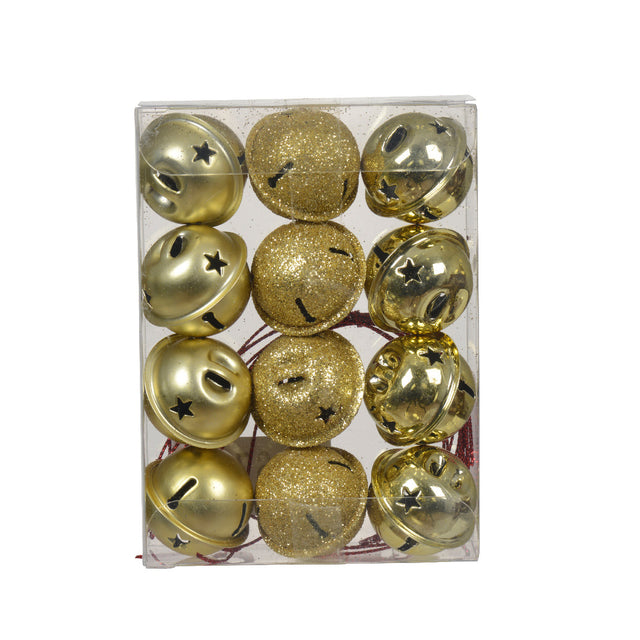 Iron Bells Bauble Set Of 12 3Cm - Gold