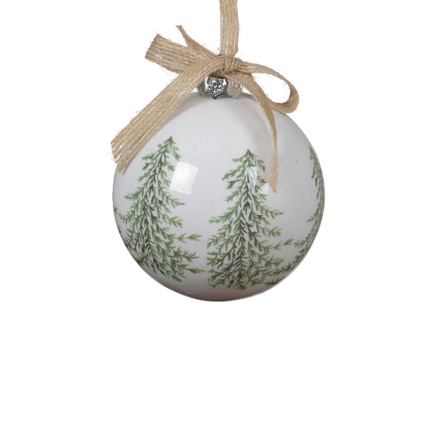 Polyfoam Bauble 8X9.3Cm White With Trees