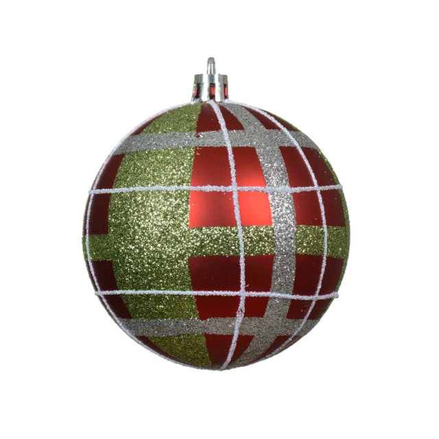Bauble With Tartan Design 8Cm - Matt