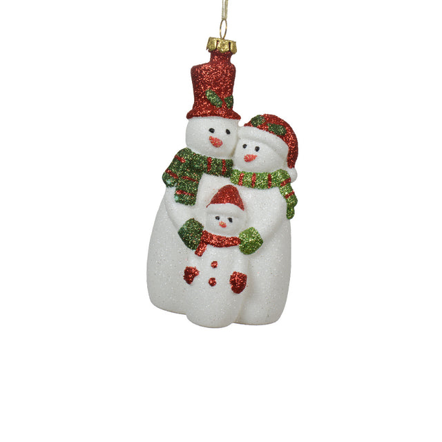 Snowmen Family Bauble 9.5X3.2X8.6Cm