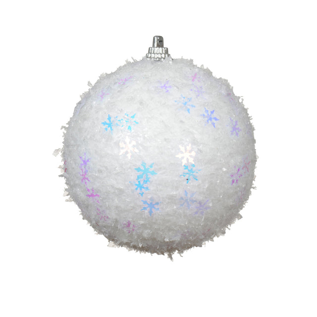Polyfoam Snow Bauble With Snowflakes 8Cm