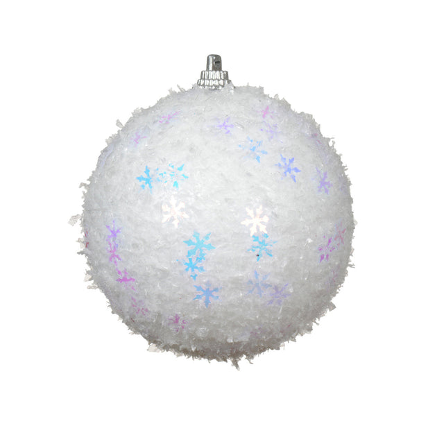 Polyfoam Snow Bauble With Snowflakes 10Cm
