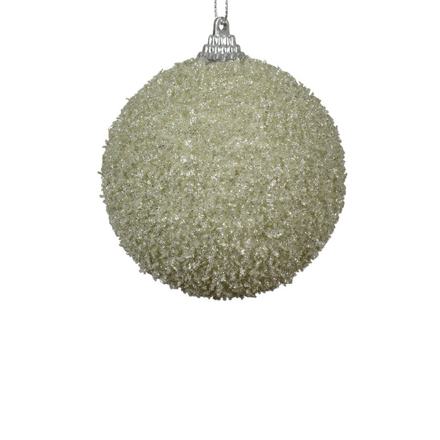Foam Bauble With Sequins 8Cm - White Mint