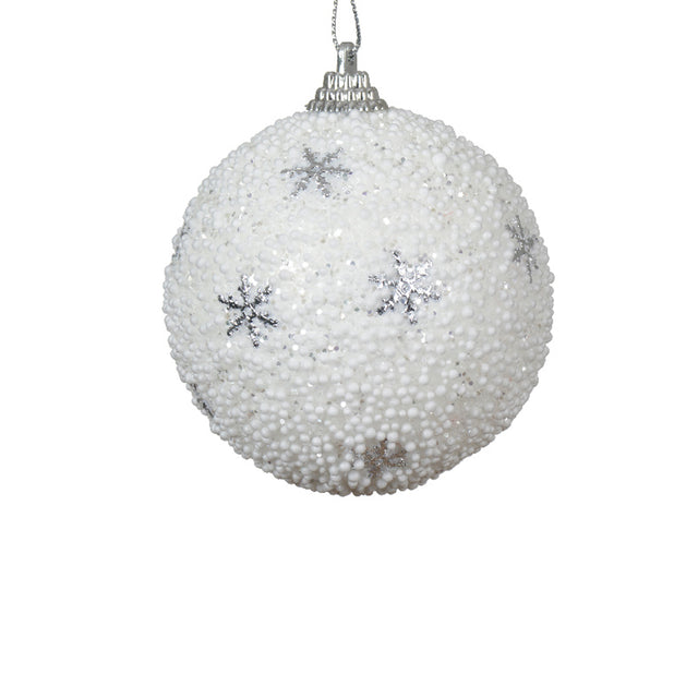 Foam Bauble With Snowflakes 8Cm - Silver
