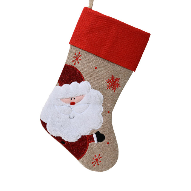 Polyester Stocking With Snowflakes 0.5X25X40Cm Santa