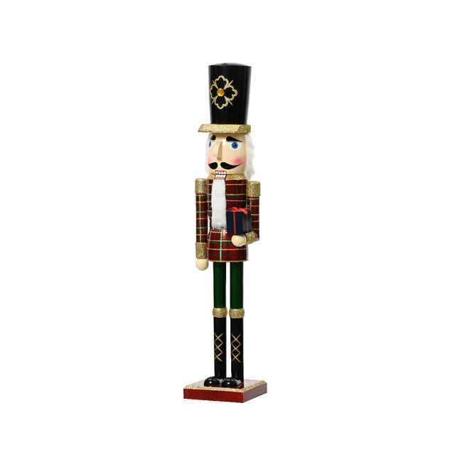 Wood Nutcracker With Tartan Shirt 15X13X76Cm