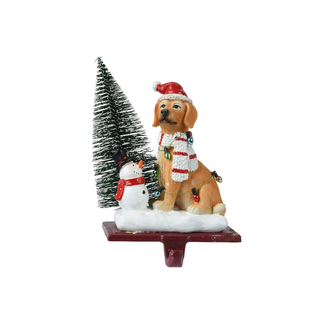 Iron Stocking Hook 7X11X18Cm - Dog With Snowman
