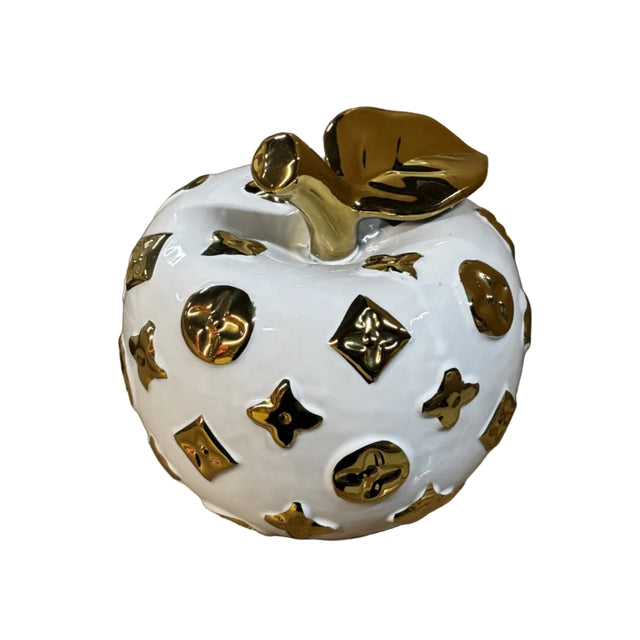 Apple with gold leaves and designs 16cm