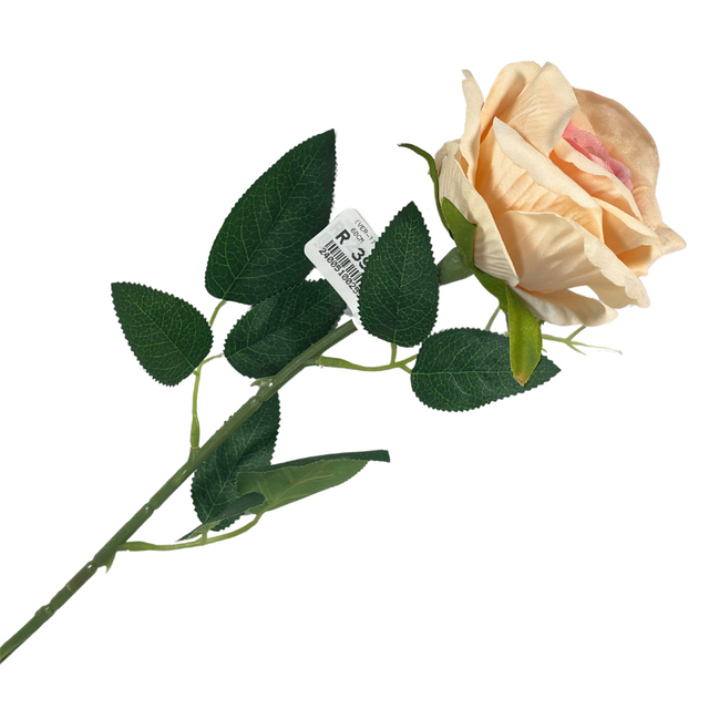 Artificial Velvet Rose Peach 60cm