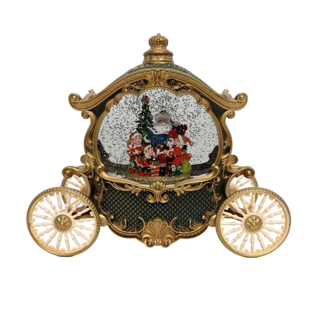 Gold Carriage LED Musical With Santa 26x11x20cm