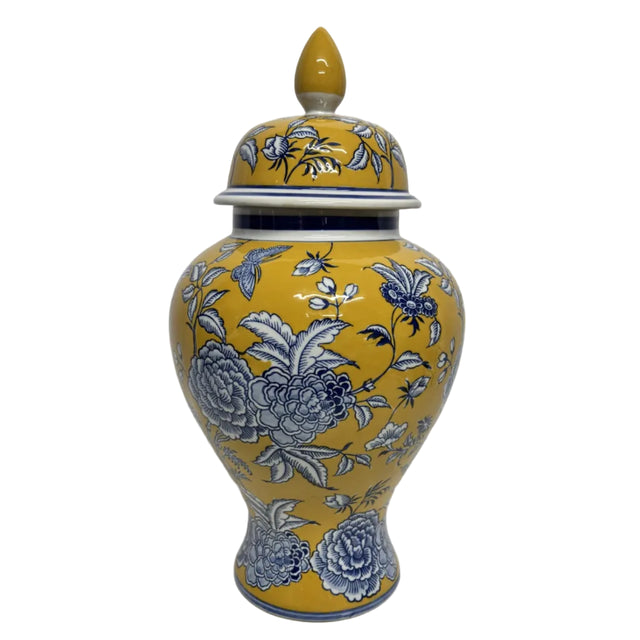 Yellow Ginger Jar - Floral Design 27x51cm