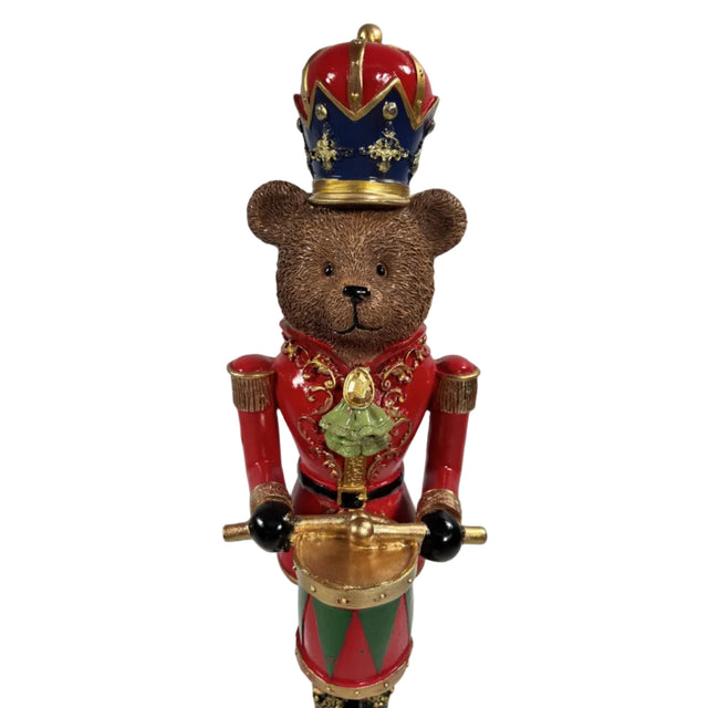 Teddy Bear Nutcracker Red And Blue Crown 12.5x12x43.3cm