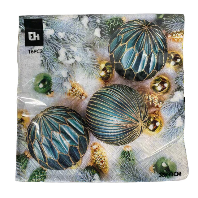 (602500360)NAPKIN 33X33CM - BAUBLES AND SPRAYS