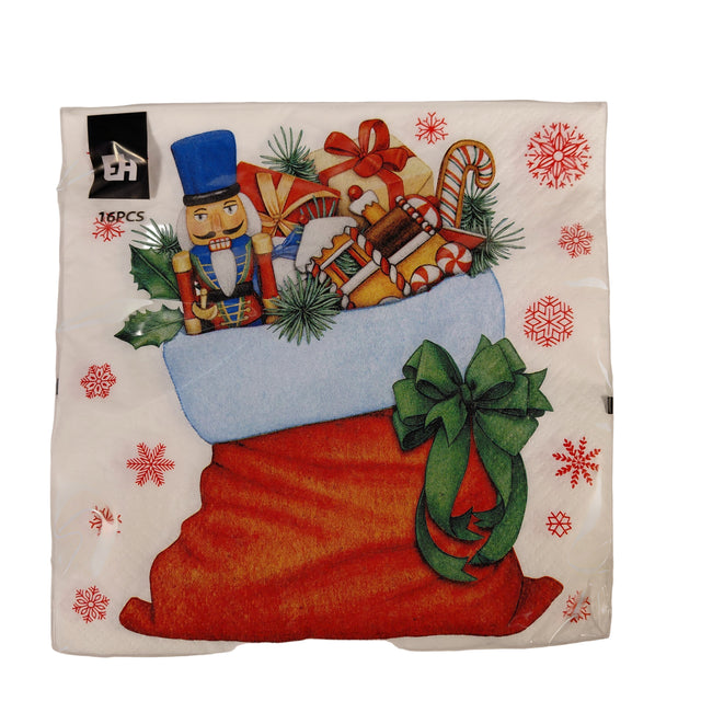 (602500590)NAPKINS 33X33CM - PRESENTS IN SOCK