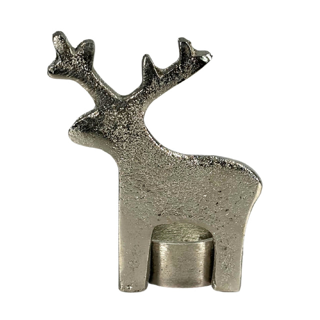 Tealight Holder Silver Reindeer 9x4.5x10cm