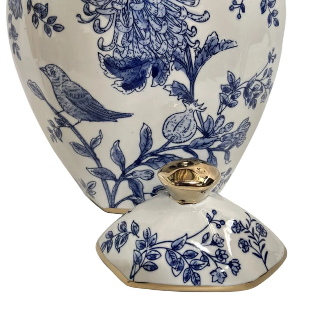 Chinoiserie Ginger Jar Gold Accented Lid 26x36cm