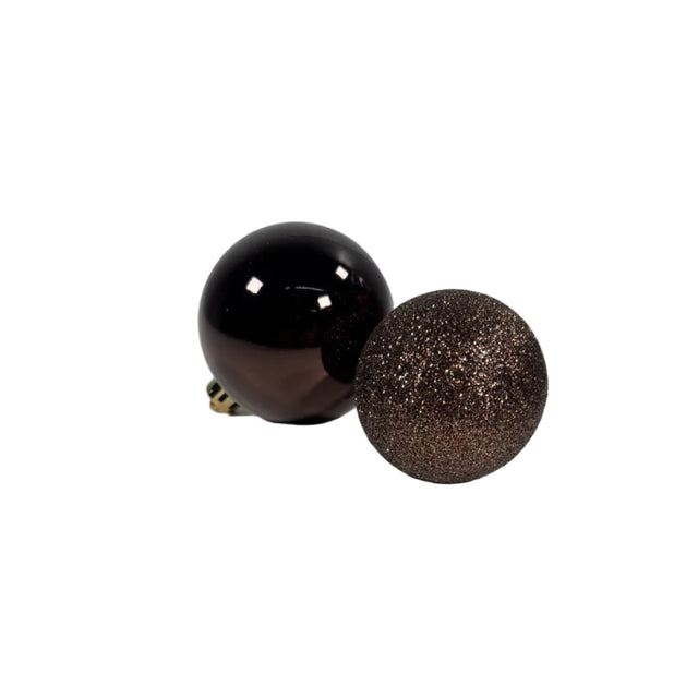Bauble Set With Star Tree Topper Set Of 33 8cm, Copper & Brown