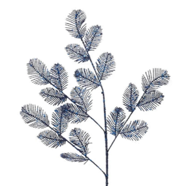 Spray With Feather Leaves D/Blue 15X0.5X72Cm