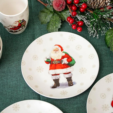 Plate coupe shape porcelain 20.5cm - Santa with present