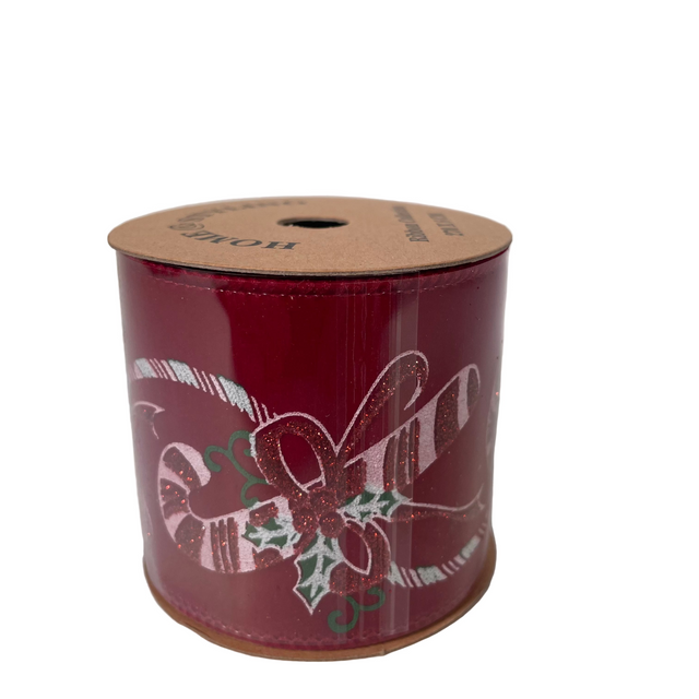 Ribbon, polyester & cotton, 270x6.3cm - Red candy