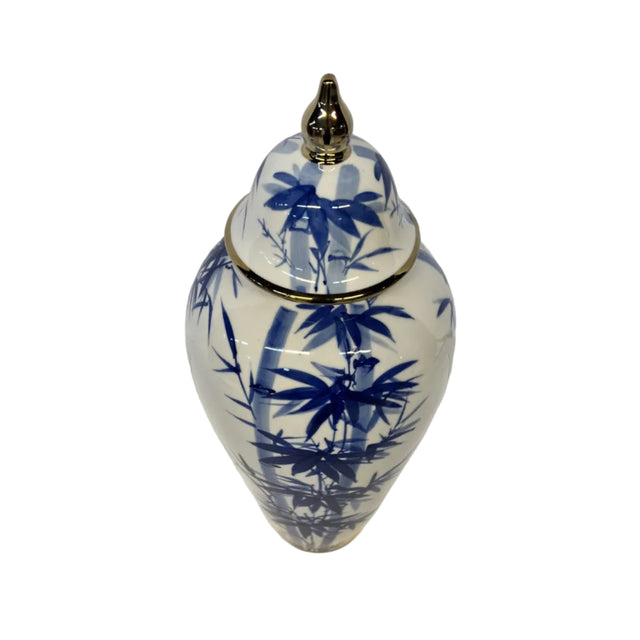 Ginger Jar With Blue Bamboo 19x45cm