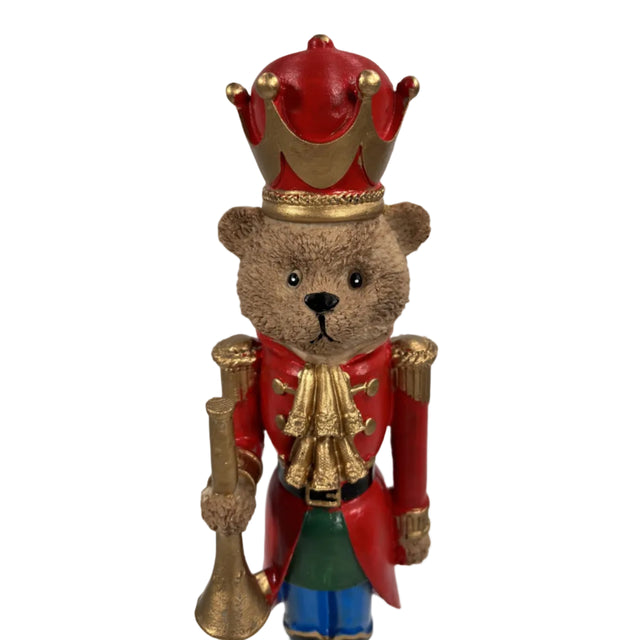 Bear nutcracker with red, gold, green & blue outfit 34cm