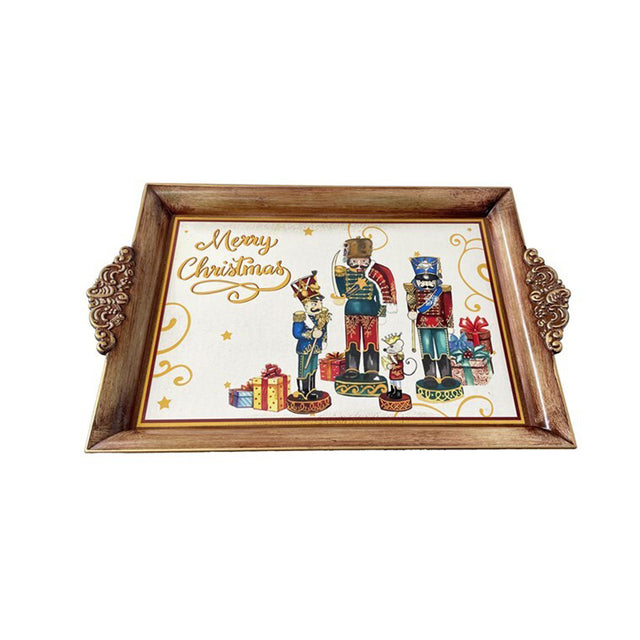 Christmas Rectangular Tray With Handles 39X25X2.5Cm - Nutcrackers