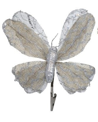 Butterfly On Clip 14X18Cm - Silver