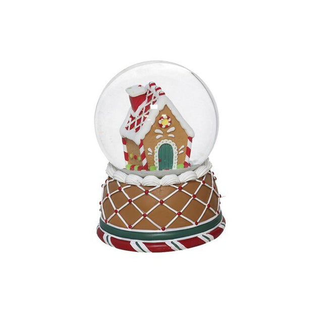 Water Ball With Ginger Figure 10X10X14Cm - Gingerbread House