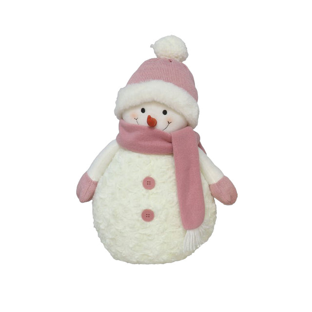 Snowman With Scarf 28X17X38Cm - Pink