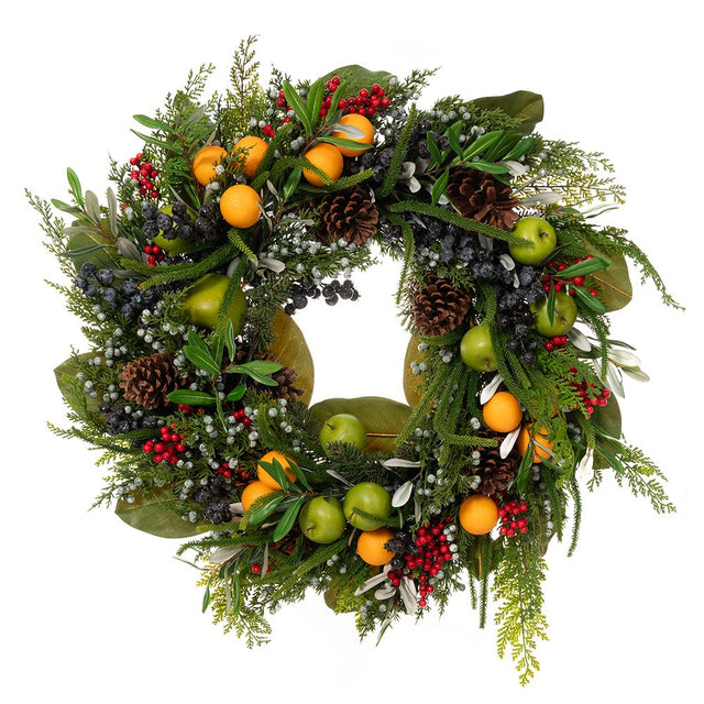 Green wreath with fruit 76x76x20cm
