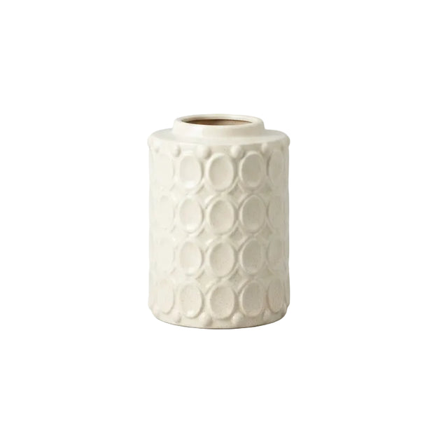 Vase with embossed oval design 17x17x22cm - Off white