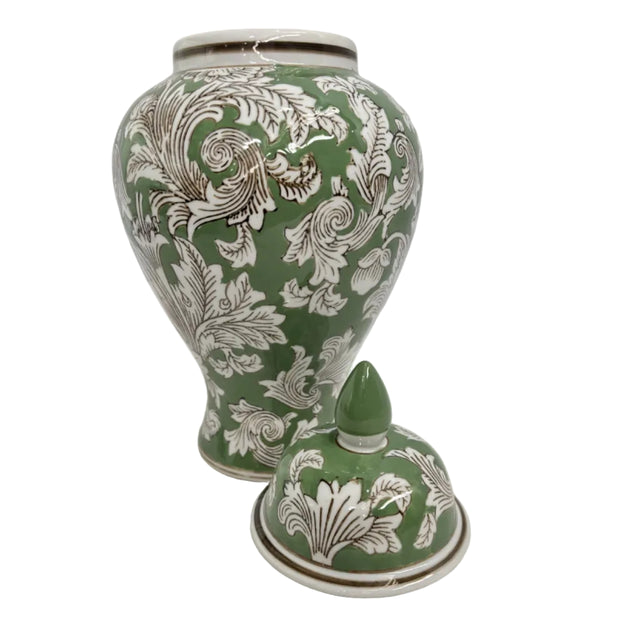 Green Chinoiserie Ginger Jar 18x18x35cm